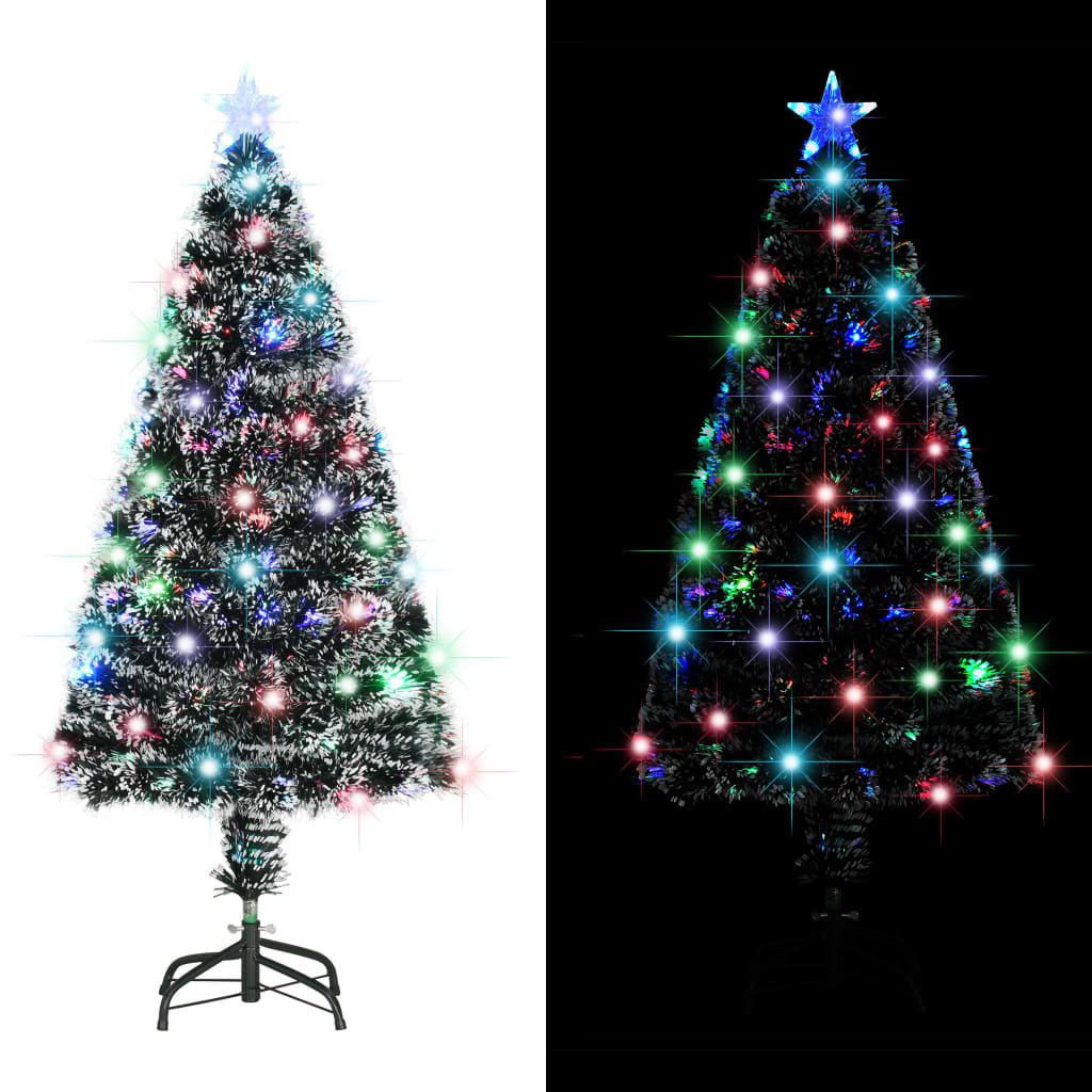 Vidaxl 4 Ft Artificial Christmas Tree With Stand And Multi-Colored Led- Fiberglass Lighting- Snow Covered Tips- Economical Holiday Decor