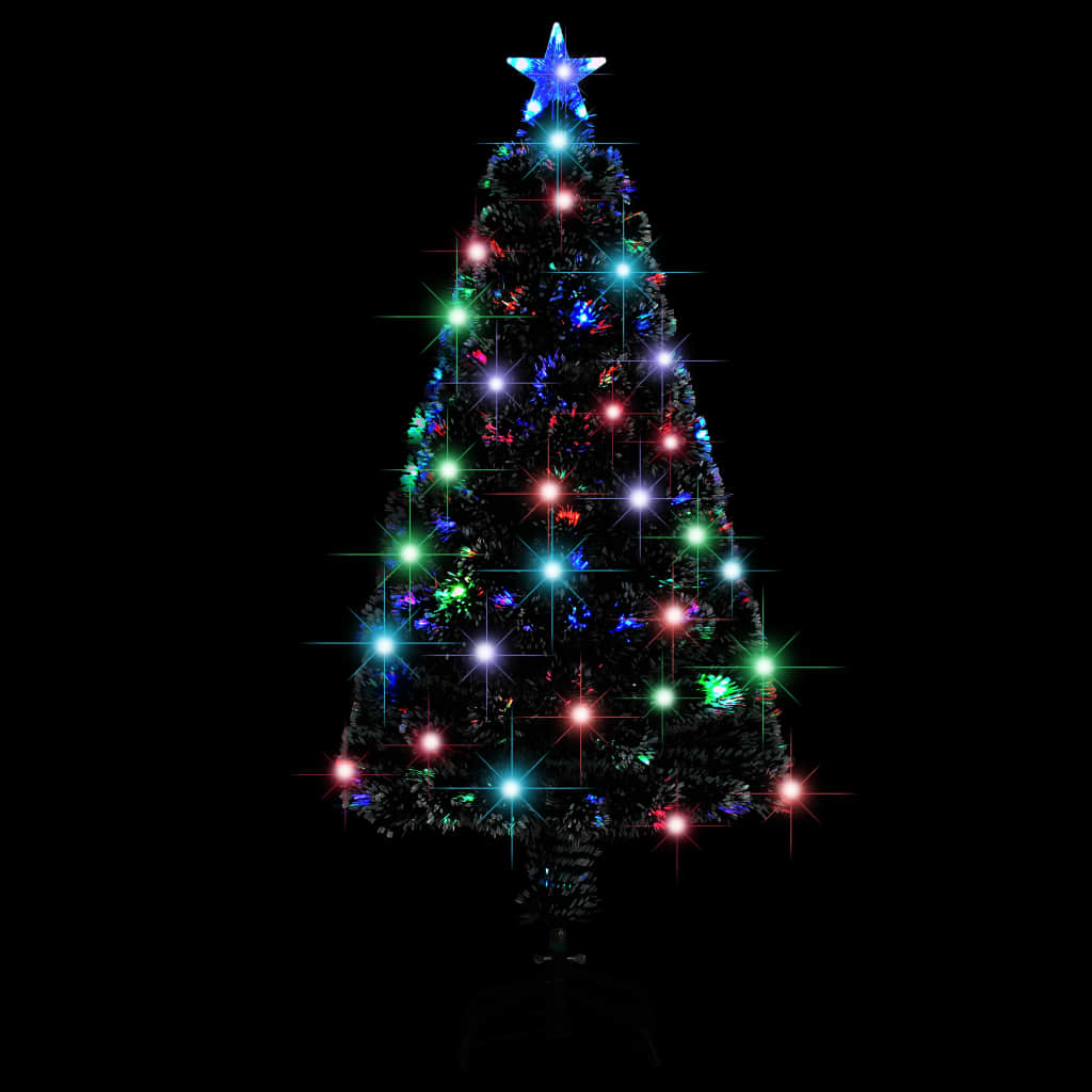 Vidaxl 4 Ft Artificial Christmas Tree With Stand And Multi-Colored Led- Fiberglass Lighting- Snow Covered Tips- Economical Holiday Decor