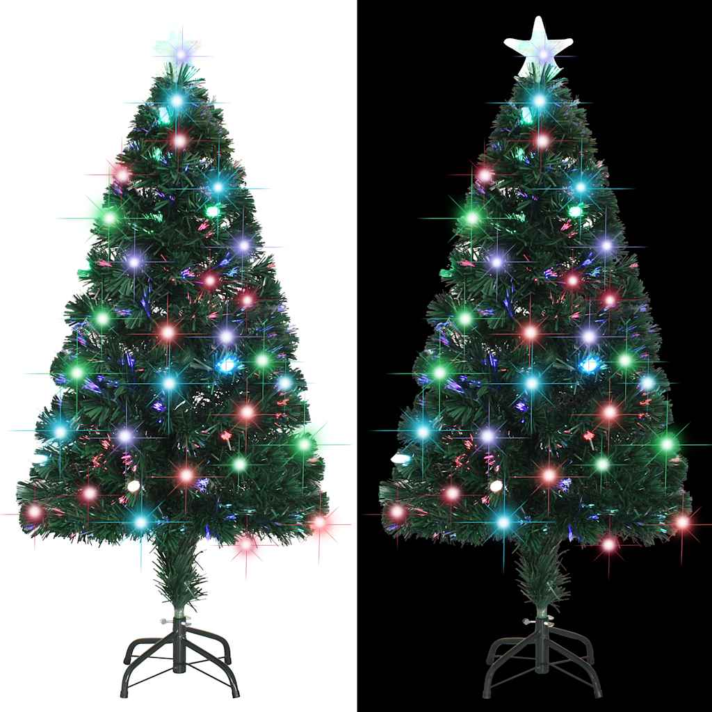Vidaxl 4 Ft Pre-Lit Artificial Christmas Tree With Star Topper, Indoor & Outdoor Holiday Decoration With Stable Base, Lifelike Green Pvc Branches, Easy Assembly, Full-Bodied Xmas Tree