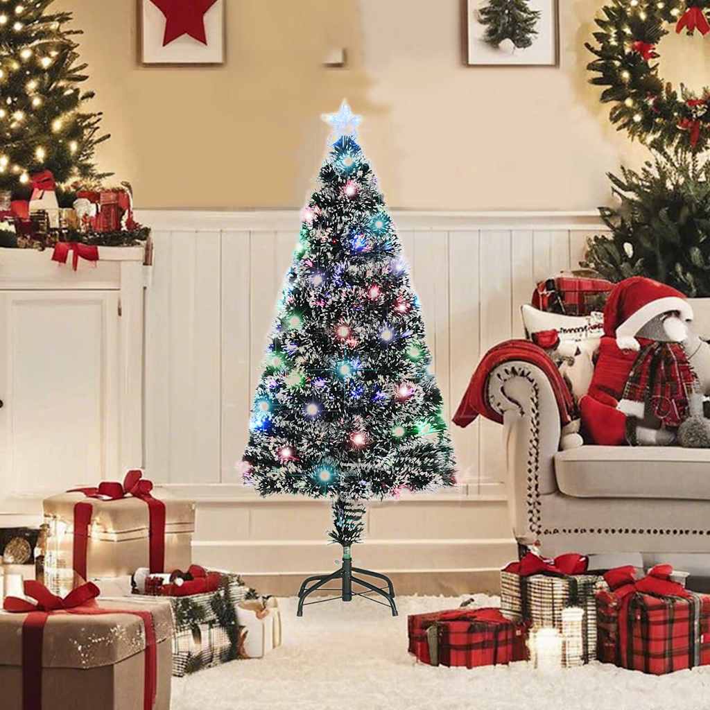 Vidaxl 4 Ft Pre-Lit Artificial Christmas Tree With Star Topper, Indoor & Outdoor Holiday Decoration With Stable Base, Lifelike Green Pvc Branches, Easy Assembly, Full-Bodied Xmas Tree