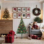 Vidaxl Artificial Pre-Lit Christmas Tree With Baubles & Led Lights, 5Ft Lifelike Green Pvc, Energy-Saving Holiday Decor, Versatile Xmas Decoration For Indoor & Outdoor