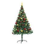Vidaxl Artificial Pre-Lit Christmas Tree With Baubles & Led Lights, 5Ft Lifelike Green Pvc, Energy-Saving Holiday Decor, Versatile Xmas Decoration For Indoor & Outdoor