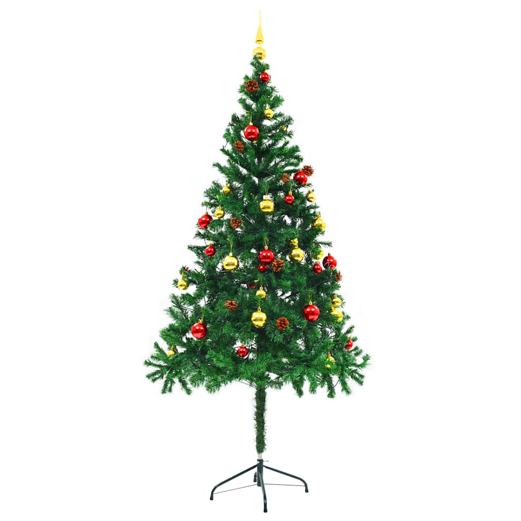 vidaXL Artificial Christmas Tree with Baubles and LEDs Green 180 cm