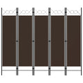 vidaXL 5-Panel Room Divider Brown 78.7x70.9