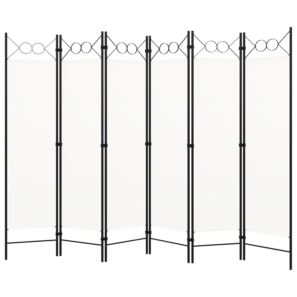 vidaXL 6-Panel Room Divider Cream White 94.5x70.9