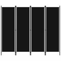 vidaXL 4-Panel Room Divider Black 78.7x70.9-Used