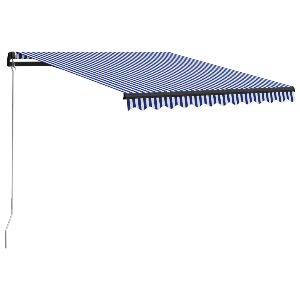 vidaXL Manual Retractable Awning 118.1x98.4 Blue and White