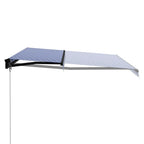 Vidaxl Manual Retractable Awning - 157.5"X118.1" Blue And White Awning With Adjustable Angle And Height, Anti-Uv & Water Resistant For Patio, Balcony, Café