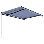 Vidaxl Manual Retractable Awning - 157.5"X118.1" Blue And White Awning With Adjustable Angle And Height, Anti-Uv & Water Resistant For Patio, Balcony, Café