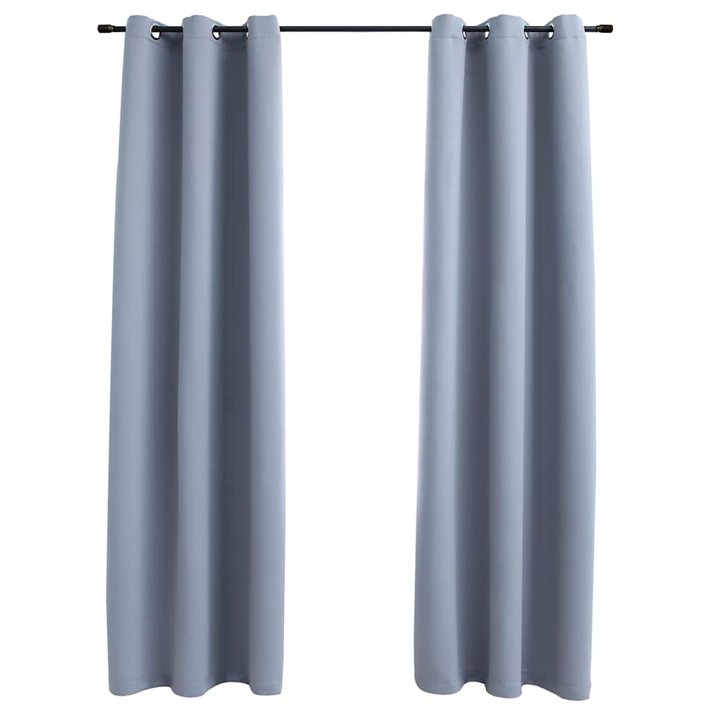 Vidaxl Blackout Curtains With Rings - 2 Pcs Gray 37"X84" - Elegant Design - Block Up To 95% Light - Machine Washable - Suitable For Living Room, Bedroom, Office Space.