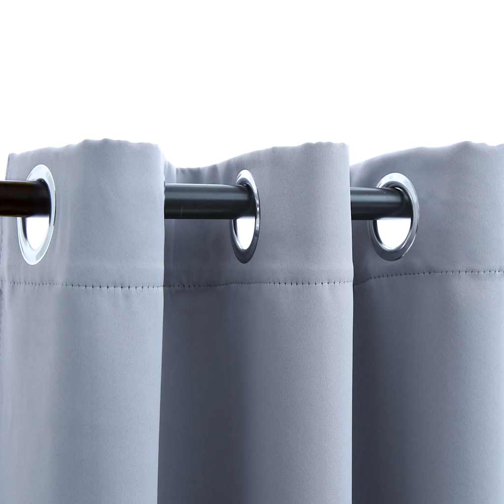 Vidaxl Blackout Curtains With Rings - 2 Pcs Gray 37"X84" - Elegant Design - Block Up To 95% Light - Machine Washable - Suitable For Living Room, Bedroom, Office Space.