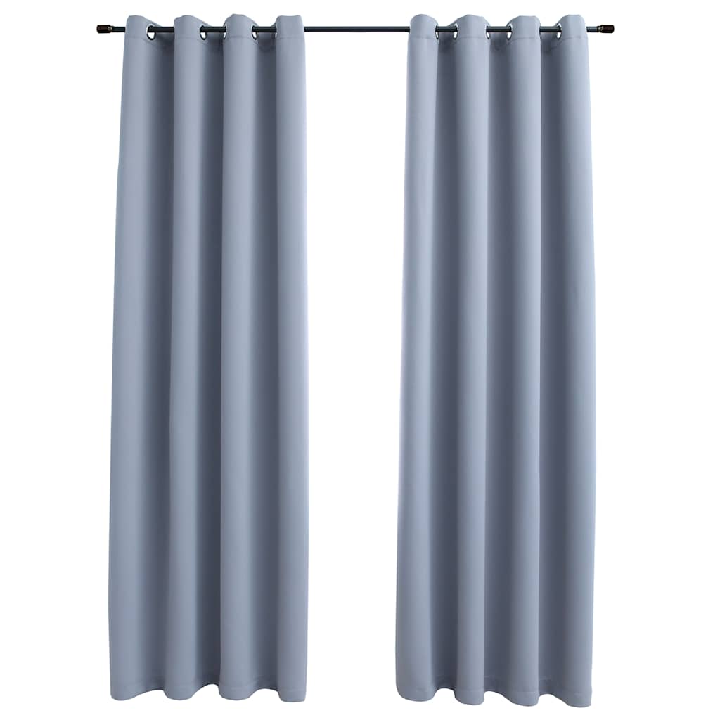 Vidaxl Blackout Curtains With Rings - Gray - 54"X95" - Fabric Material - Ideal For Living Room, Bedroom, Office - Machine Washable - Blocks Up To 95% Light