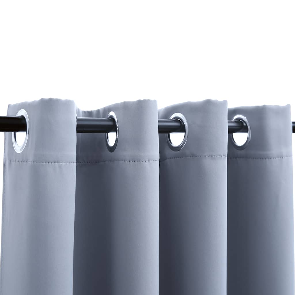 Vidaxl Blackout Curtains With Rings - Gray - 54&quot;X95&quot; - Fabric Material - Ideal For Living Room, Bedroom, Office - Machine Washable - Blocks Up To 95% Light