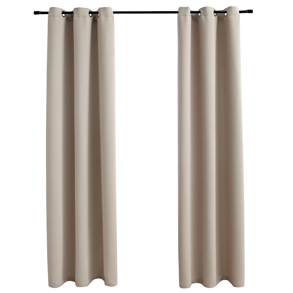 Vidaxl Beige Blackout Curtains -Ring Design, Fabric (100% Polyester), Easy To Install & Clean, Light Control, Size 37"X84"