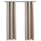 Vidaxl Beige Blackout Curtains -Ring Design, Fabric (100% Polyester), Easy To Install & Clean, Light Control, Size 37"X84"