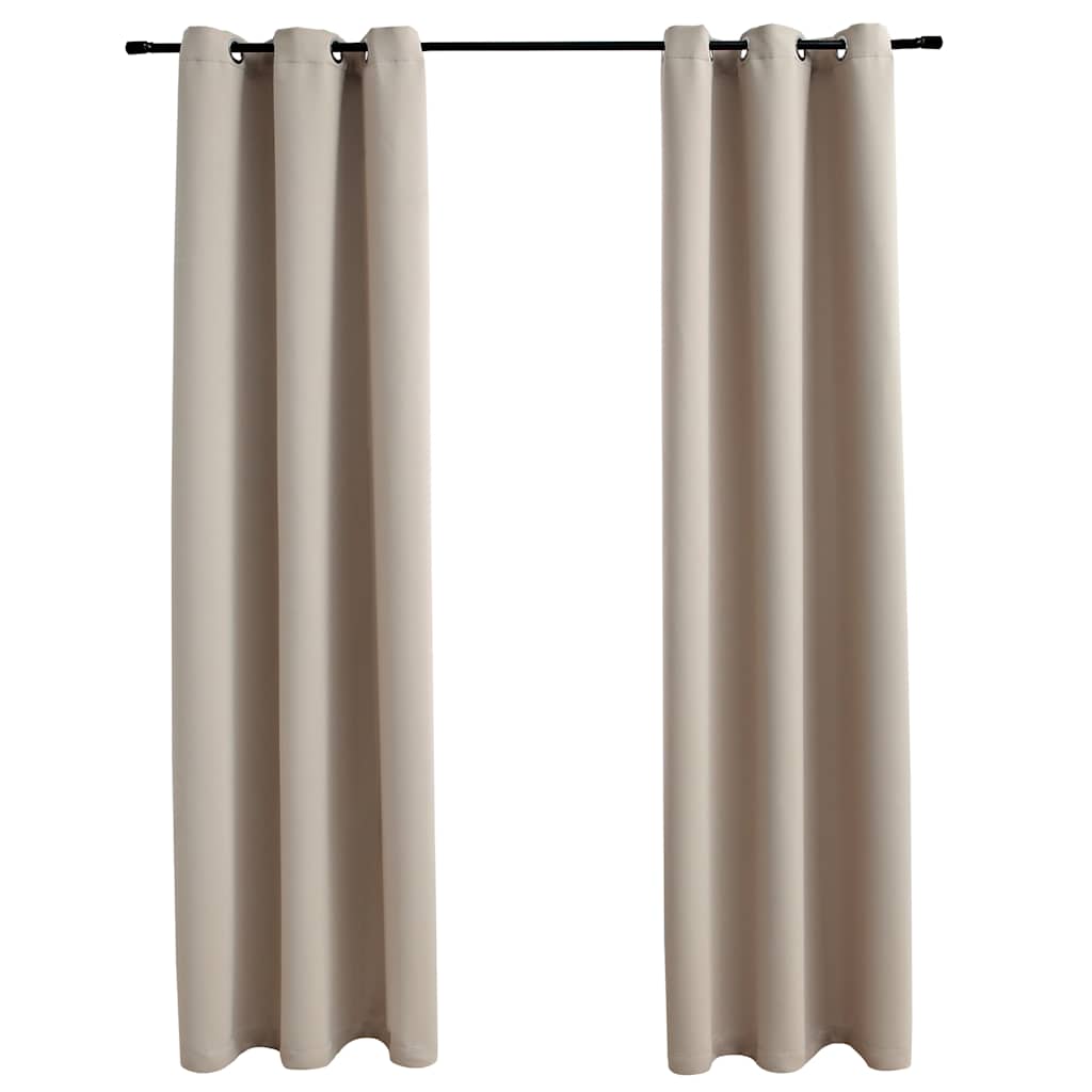 Vidaxl Beige Blackout Curtains With Rings, Simple Elegant Design, 2 Pcs Set, Resistant Fabric, 37"X95", Light Blocking, Machine Washable