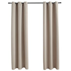 Vidaxl Beige Blackout Curtains With Rings, Simple Elegant Design, 2 Pcs Set, Resistant Fabric, 37"X95", Light Blocking, Machine Washable