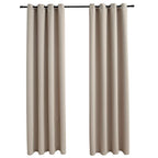 Vidaxl Elegant Design Blackout Curtains With Rings For Privacy And Light Blocking - Beige, 54"X63", 100% Polyester Fabric