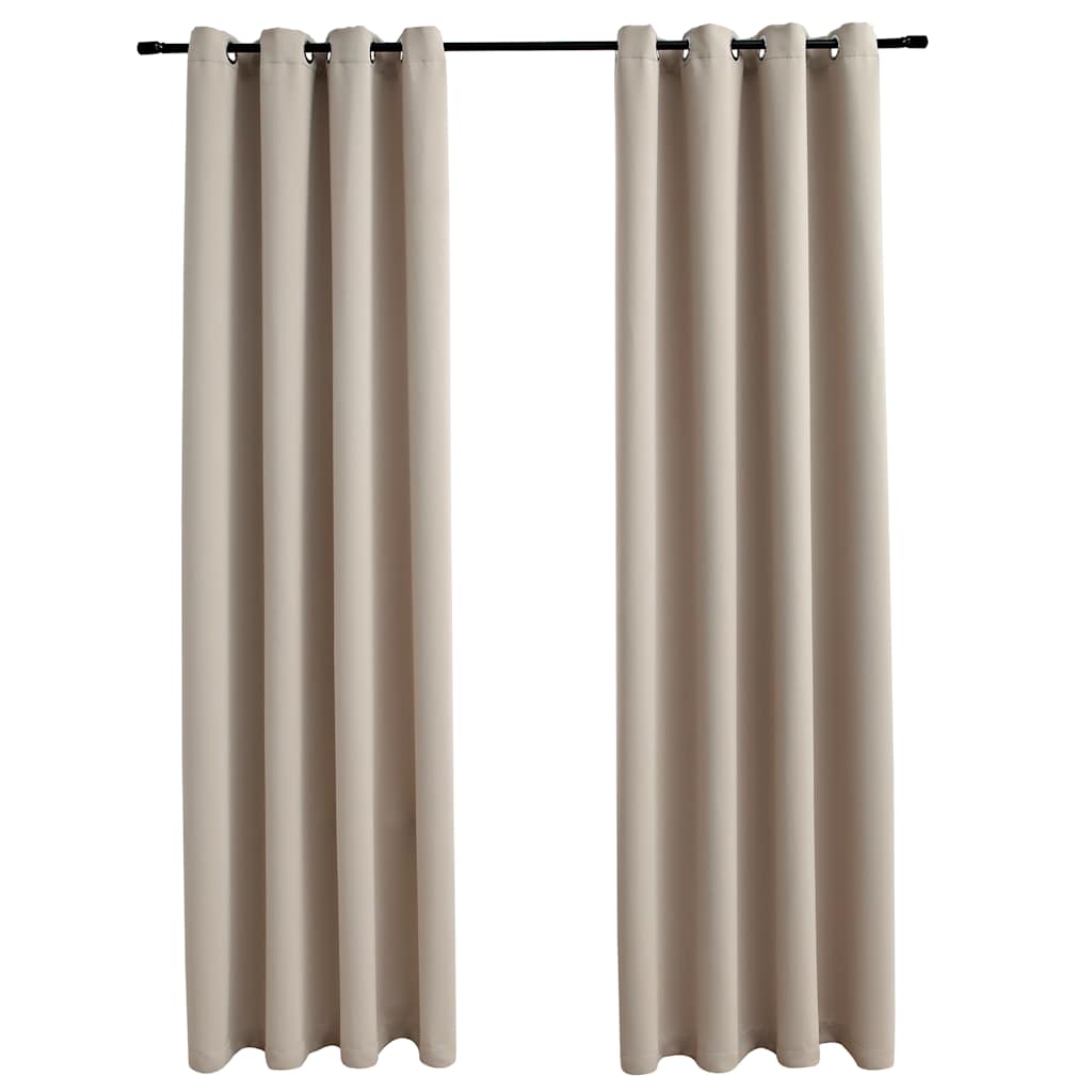 Vidaxl Elegant Design Blackout Curtains With Rings For Privacy And Light Blocking - Beige, 54"X63", 100% Polyester Fabric