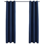 Vidaxl Blackout Curtains 2 Pcs With Rings, Navy Blue, 37"X63", Machine Washable Fabric Curtains, Light Blocking For Privacy