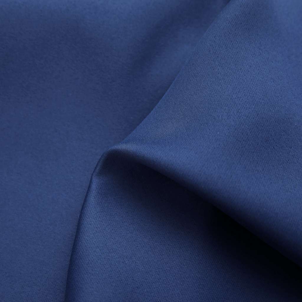Vidaxl Blackout Curtains 2 Pcs With Rings, Navy Blue, 37"X63", Machine Washable Fabric Curtains, Light Blocking For Privacy