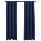 Vidaxl Navy Blue Blackout Curtains (54"X63") - Polyester Fabric Window Drapery With Elegant Design - Light Control Privacy - Machine Washable - Set Of 2