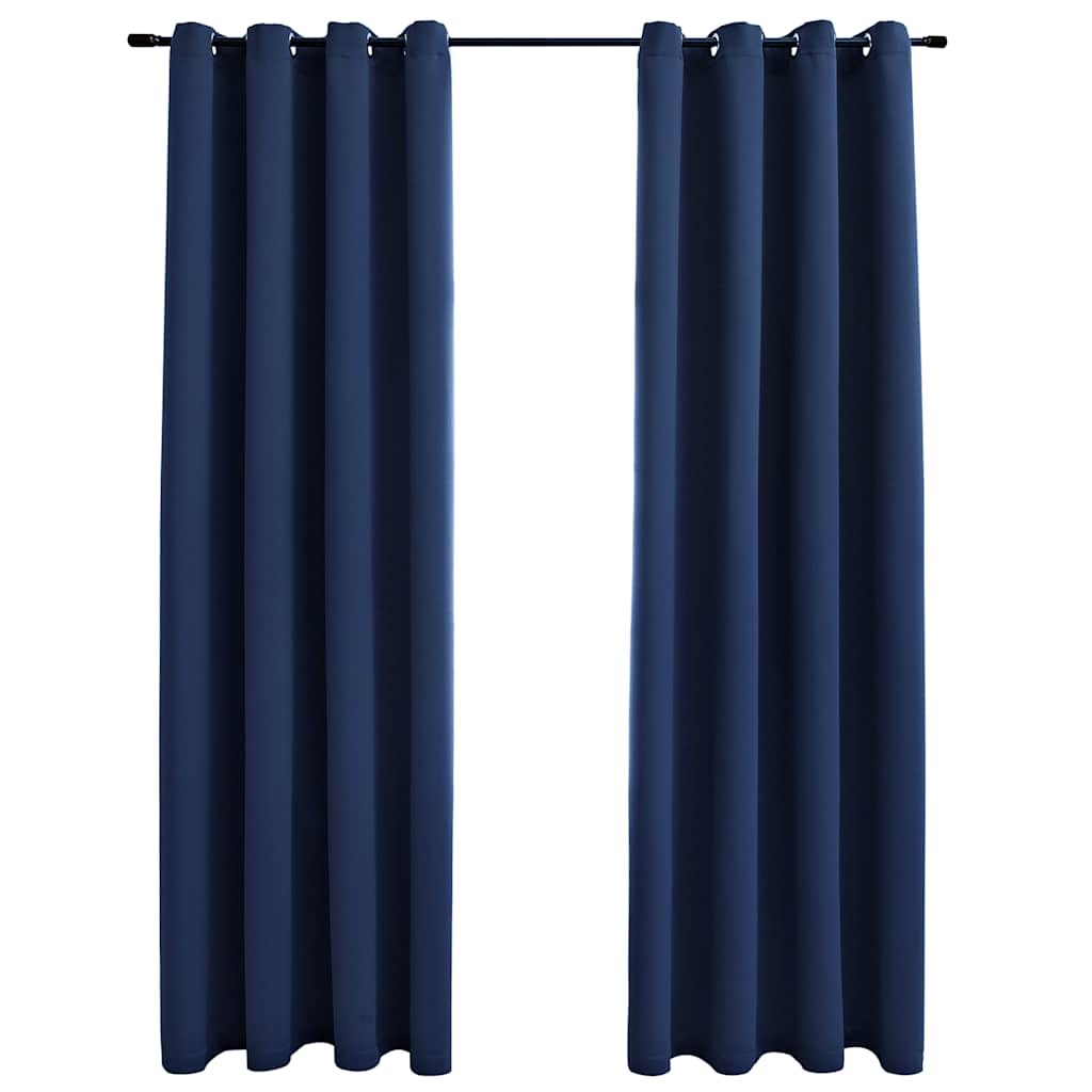 Vidaxl Navy Blue Blackout Curtains (54"X63") - Polyester Fabric Window Drapery With Elegant Design - Light Control Privacy - Machine Washable - Set Of 2
