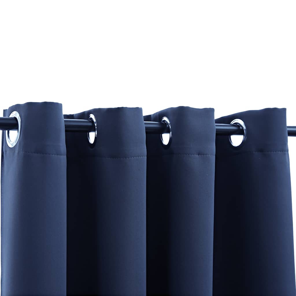Vidaxl Navy Blue Blackout Curtains (54"X63") - Polyester Fabric Window Drapery With Elegant Design - Light Control Privacy - Machine Washable - Set Of 2