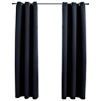 Vidaxl Blackout Curtains With Rings, Simple Design, Ideal For Any Room, Provides Privacy, Blocks 95% Light, Easy To Install And Clean, Black, 37X63 Inches, Set Of 2