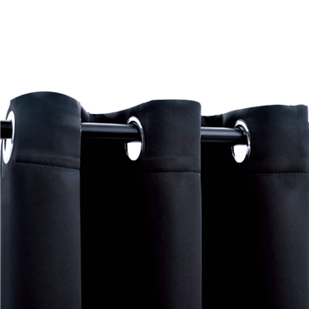 Vidaxl Blackout Curtains With Rings, Simple Design, Ideal For Any Room, Provides Privacy, Blocks 95% Light, Easy To Install And Clean, Black, 37X63 Inches, Set Of 2