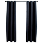 Vidaxl Black Fabric Blackout Curtains With Rings - Elegant 37"X84" Designer Drapes Delivering High Privacy - Easy To Install And Machine Washable