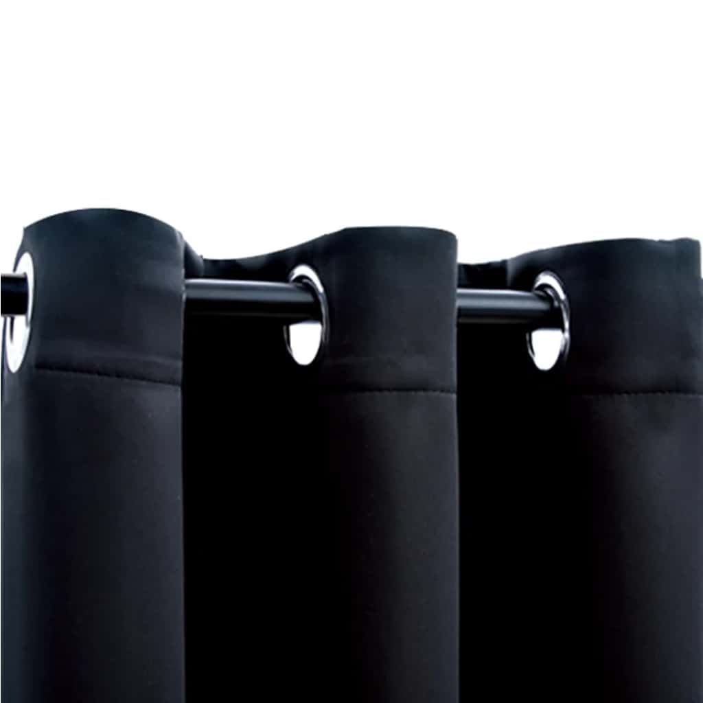 Vidaxl Black Fabric Blackout Curtains With Rings - Elegant 37"X84" Designer Drapes Delivering High Privacy - Easy To Install And Machine Washable
