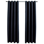 Vidaxl Fabric Blackout Curtains With Rings - Elegant Design For Living Room, Bedroom, Office - Black, 54"X95" - 2 Pcs Set, Machine Washable, Privacy And Light Control