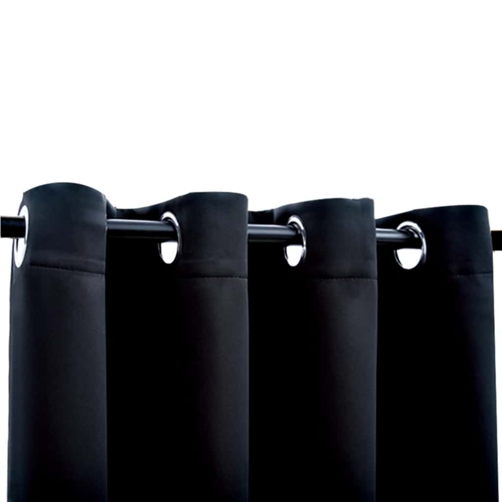 Vidaxl Fabric Blackout Curtains With Rings - Elegant Design For Living Room, Bedroom, Office - Black, 54"X95" - 2 Pcs Set, Machine Washable, Privacy And Light Control