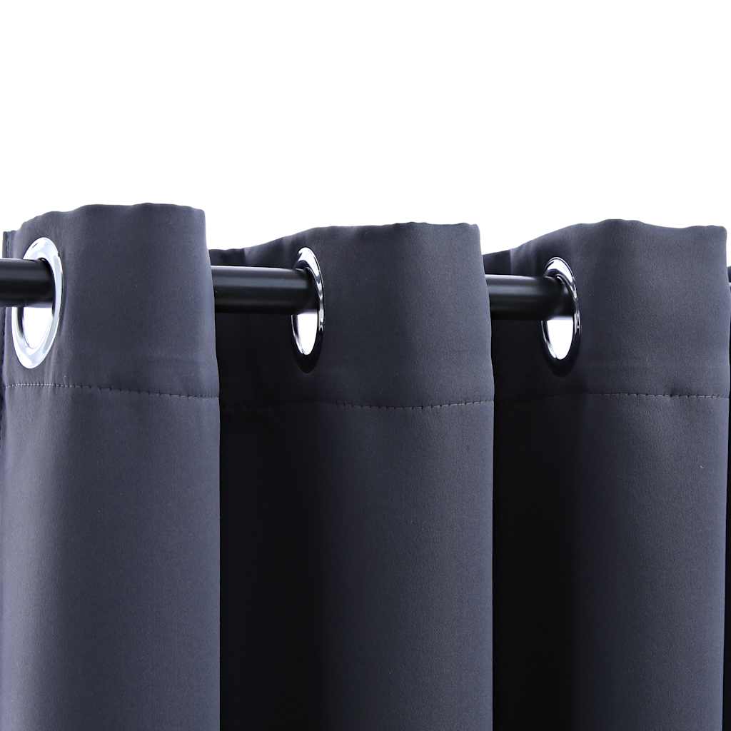 Vidaxl Blackout Curtains With Rings, Anthracite Fabric, 37&quot;X63&quot;, Set Of 2, Machine Washable, Blocks 95% Light, Elegant Design For Living Room, Bedroom, Office Space