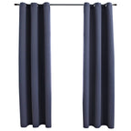 Vidaxl Blackout Curtains With Rings – Set Of 2, 37"X84", Anthracite, Machine-Washable, 100% Polyester Fabric, Simple Yet Timeless Design, Ideal For Any Room