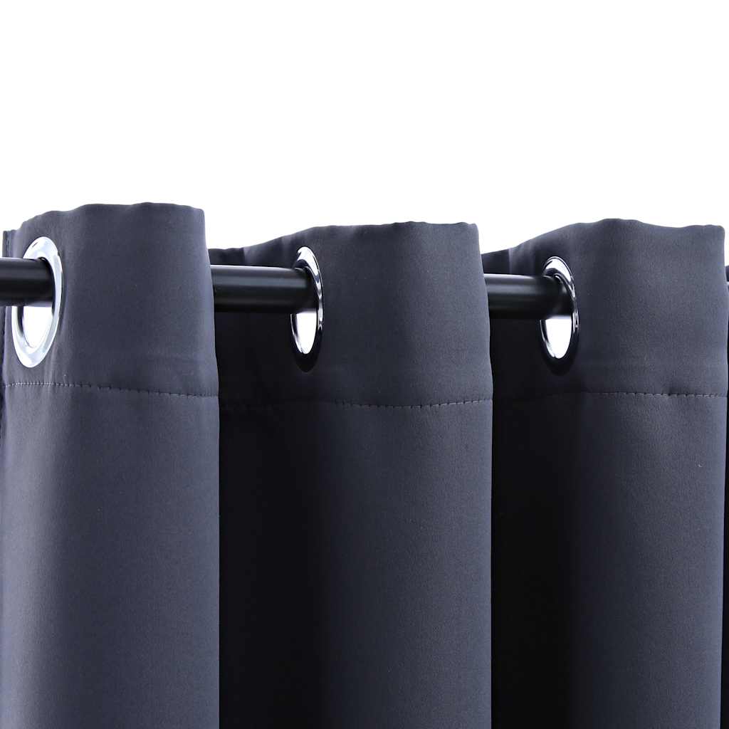 Vidaxl Blackout Curtains With Rings – Set Of 2, 37"X84", Anthracite, Machine-Washable, 100% Polyester Fabric, Simple Yet Timeless Design, Ideal For Any Room