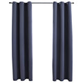 Vidaxl Blackout Curtains With Rings 2 Pcs Anthracite 37 Inch X95 Inch  Fabric