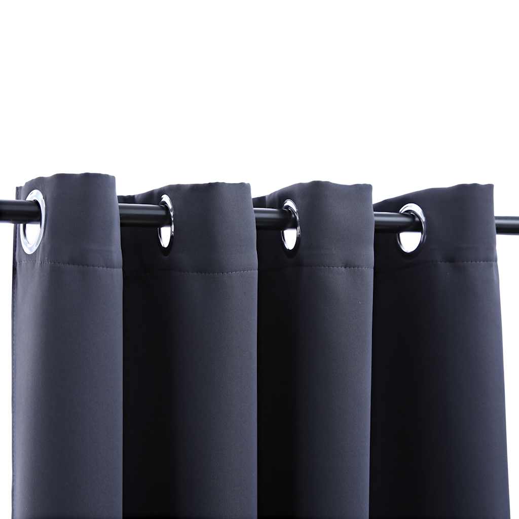 Vidaxl Blackout Curtains With Rings - Elegant, Light Blocking, Anthracite Color, 2 Pcs Set, Machine Washable, Suitable For Living Room, Bedroom, Office
