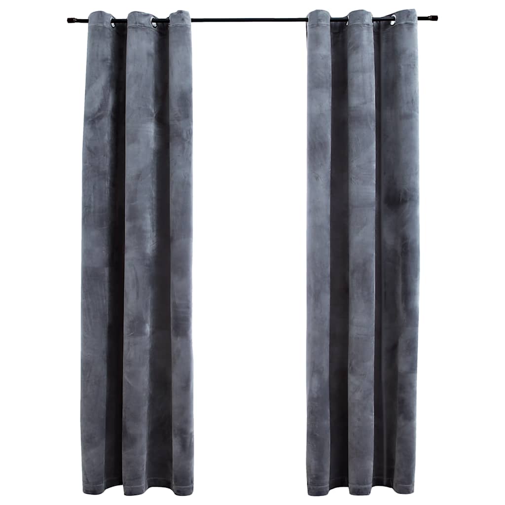 Vidaxl Blackout Velvet Curtains With Rings - 2 Pcs Anthracite 37&quot;X95&quot; - Elegant And Light Blocking Curtains For Living Room, Bedroom, And Office