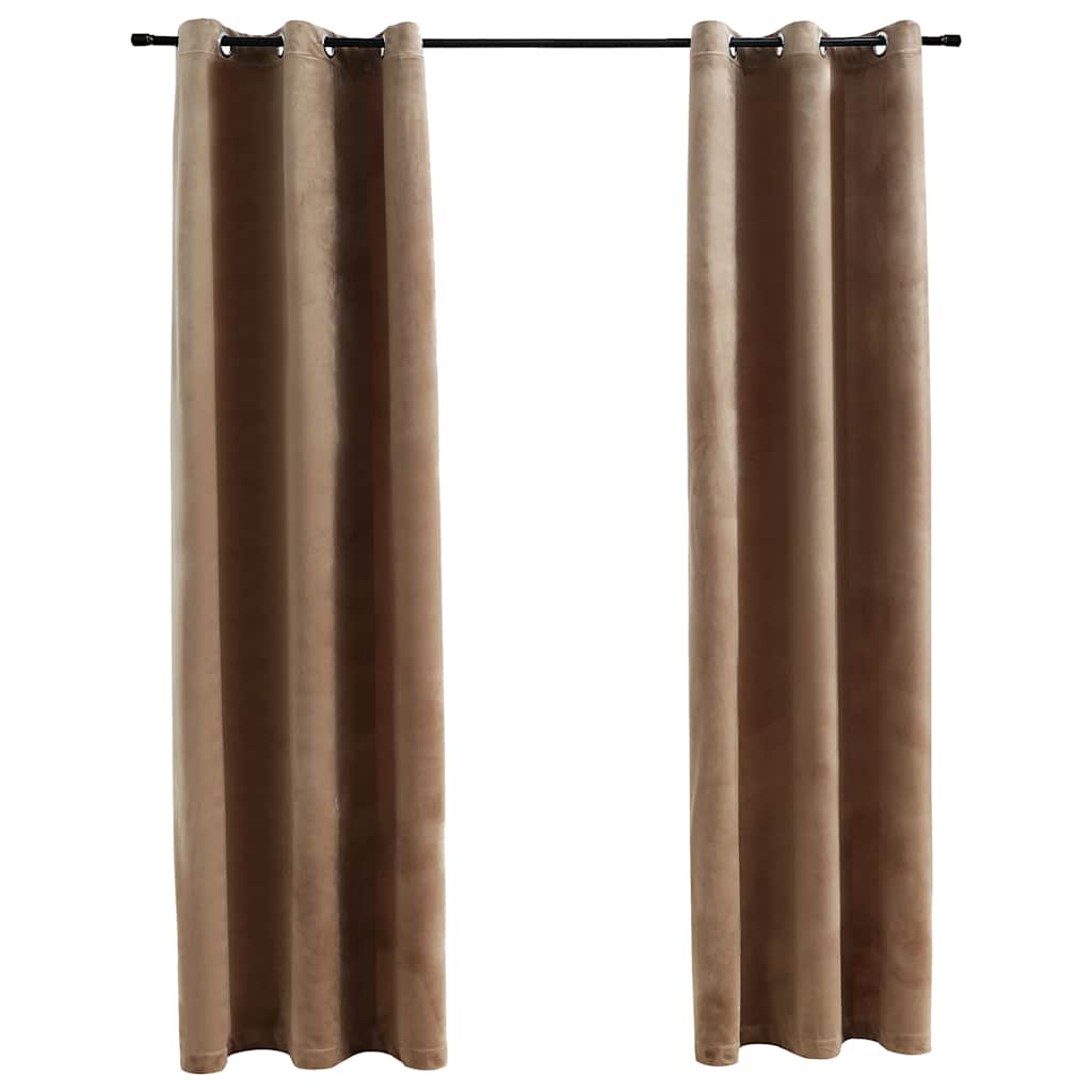 Vidaxl Blackout Velvet Curtains With Rings - Beige 37&quot;X63&quot; - Perfect For Living Room, Bedroom, Or Office - Light Blocking And Privacy Enhancing