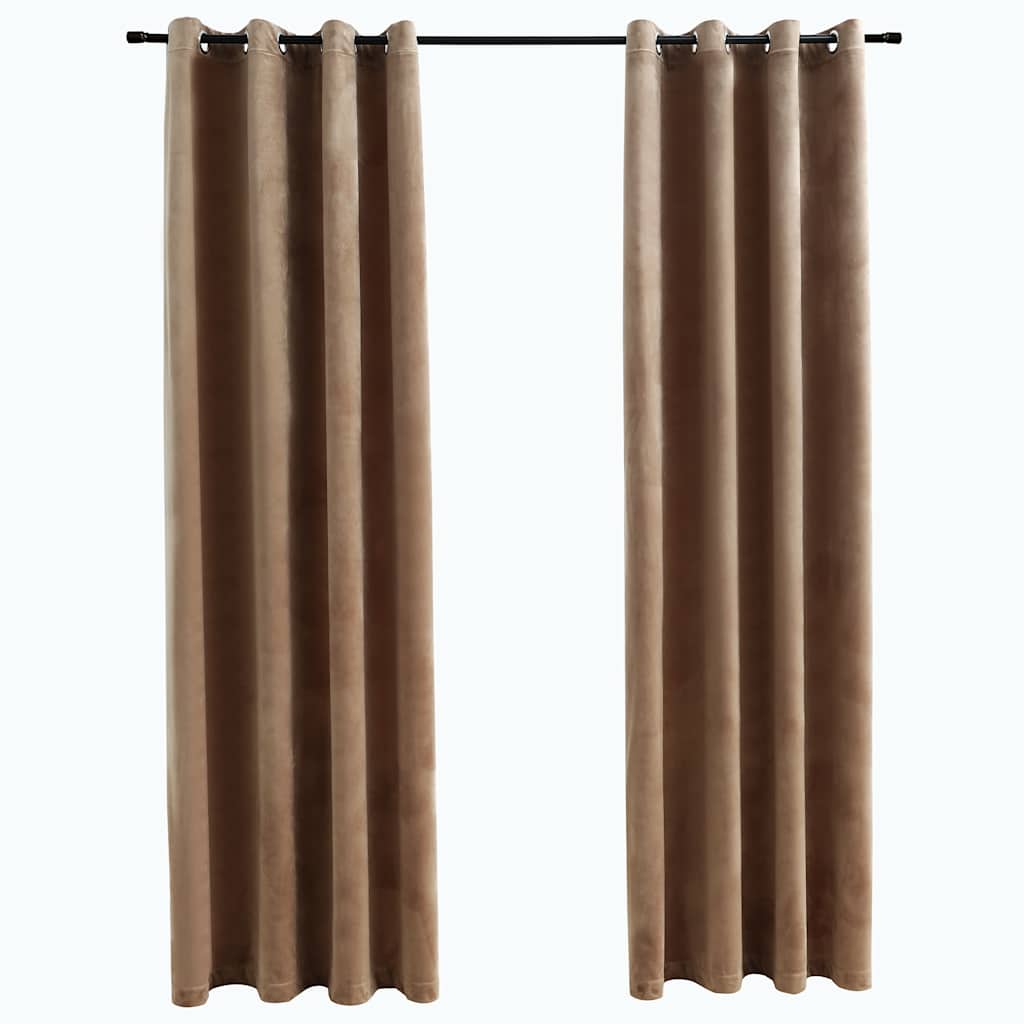 Vidaxl Blackout Curtains 2 Pcs - Beige Velvet Window Blinds With Rings - 54&quot; X 63&quot; - 85% Light Blocking, Machine Washable Drapes For Bedroom, Living Room, Office