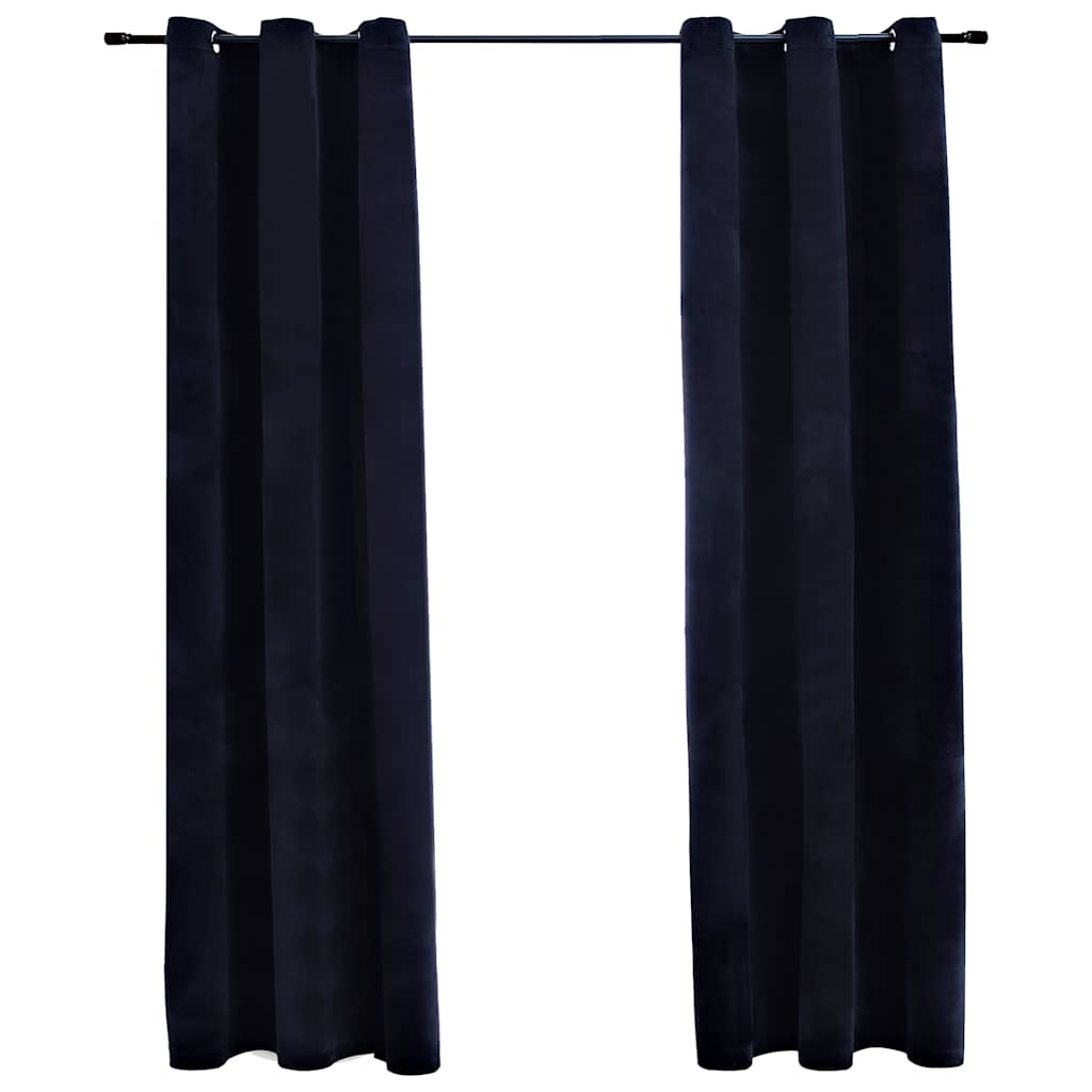 Vidaxl Velvet Blackout Curtains With Rings - Elegant 37&quot;X84&quot; Black Window Drapes - Ideal For Living Room, Bedroom, Office - Machine Washable, Light Blocking And Privacy Providing