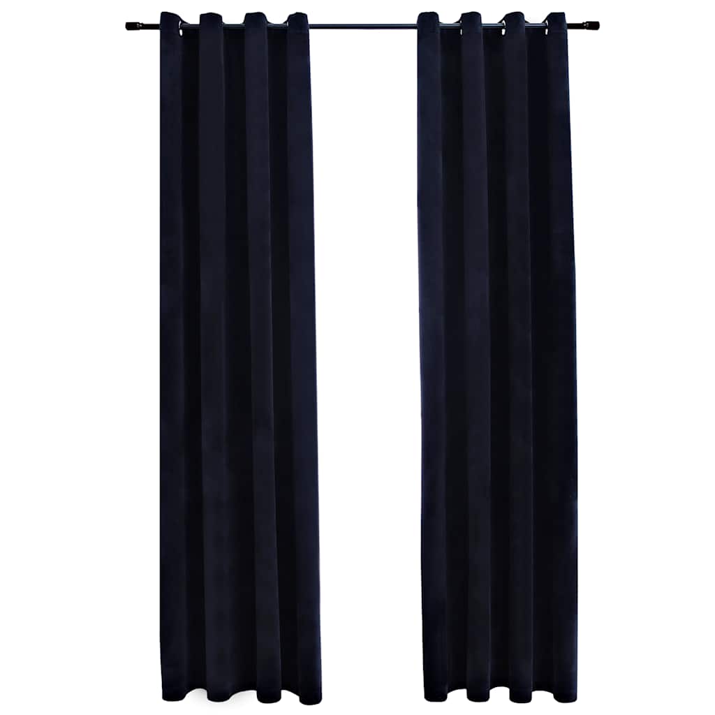 Vidaxl Blackout Curtains With Ring Set - Velvet Material, Light Blocking & Easy To Clean, Ideal For Home & Office Spaces, Black, 54&quot;X63&quot;, Set Of 2