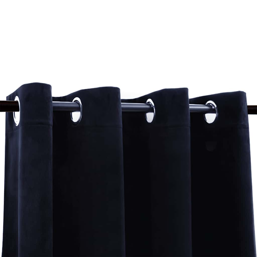 Vidaxl Blackout Curtains With Ring Set - Velvet Material, Light Blocking & Easy To Clean, Ideal For Home & Office Spaces, Black, 54&quot;X63&quot;, Set Of 2