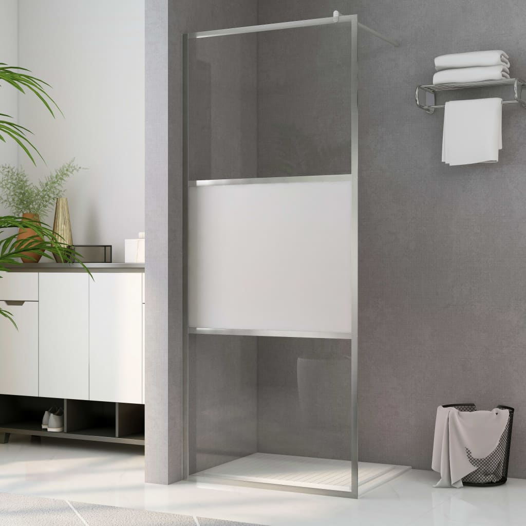 vidaXL Walk-in Shower Wall with Half Frosted ESG Glass 39.4''x76.8''