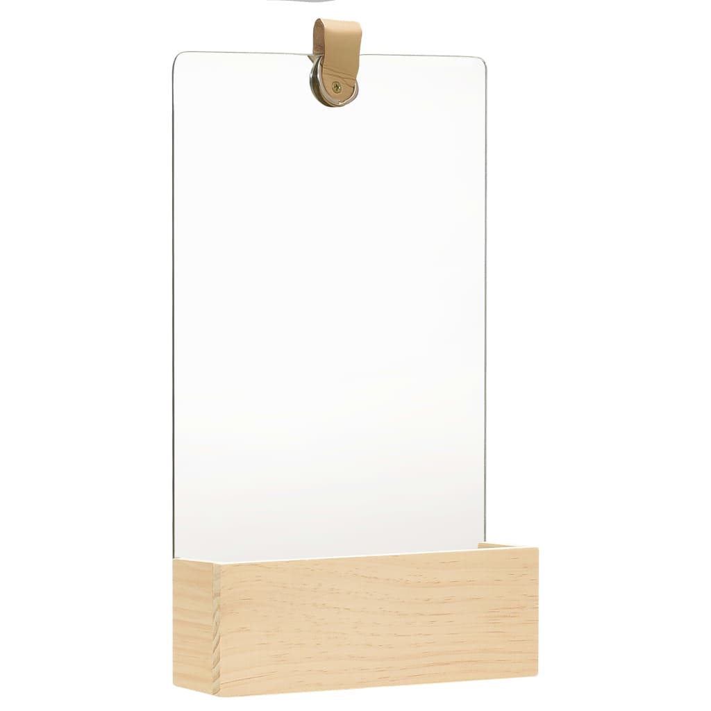 Vidaxl Wall Mirror With Shelf - Solid Pinewood, Rectangular, Unique Design, Storage Compartment, Great For Hallway And Bathroom