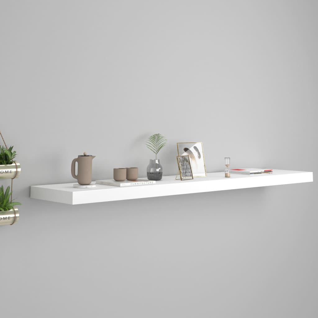 vidaXL Floating Wall Shelf White 47.2''x9.3''x1.5'' MDF