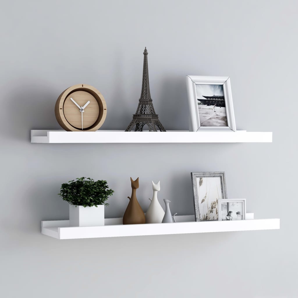 vidaXL Picture Frame Ledge Shelves 2 pcs White 31.5''x3.5''x1.2'' MDF