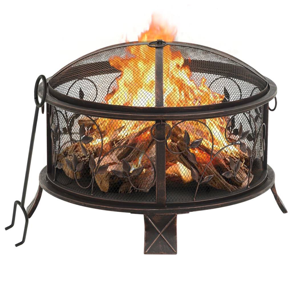 Vidaxl Rustic Fire Pit With Poker 26.6' Xxl Steel